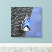 Toile Peinture Nuthatch à poitrine blanche Art original (Insitu (Plancher de Bois))