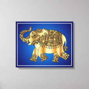 Toile Peinture ornementale d'éléphant d'or-25420