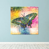 Toile Peinture papillon Art Monet (Insitu (Plancher de Bois))