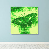 Toile Peinture papillon vert Art Monet (Insitu (Plancher de Bois))