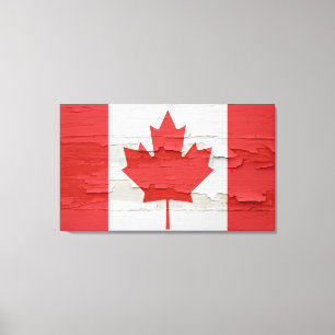 Toile Peinture patinée de drapeau canadien