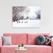 Toile peinture paysage de neige avec chiens (Insitu(Salon))