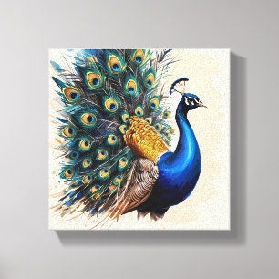 Toile Peinture Peacock chanceux