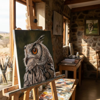 Toile Peinture Petit Hibou Sage