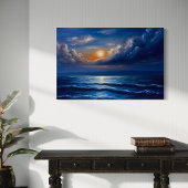 Toile Peinture romantique Ocean Sunset - Paysage bleu