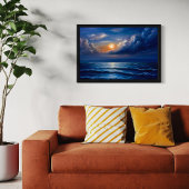 Toile Peinture romantique Ocean Sunset - Paysage bleu