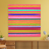 Toile Peinture rose Abstraite rayures arc-en-ciel (Insitu(Salon))