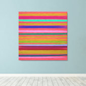 Toile Peinture rose Abstraite rayures arc-en-ciel (Insitu (Plancher de Bois))