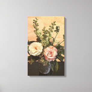 Toile Peinture rose botanique