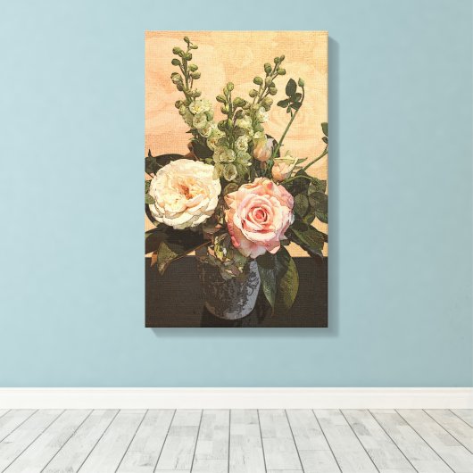 Toile Peinture Rose botanique (Insitu (Plancher de Bois))