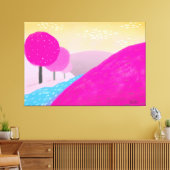 Toile Peinture rose vif des collines rivière art origina (Insitu(Salon))