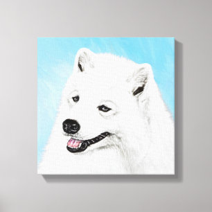 Toile Peinture Samoyed - Cute Original Chien Art