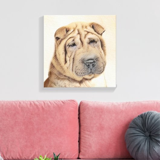 Toile Peinture Shar Pei - Cute Original Chien Art (Insitu(Salon))