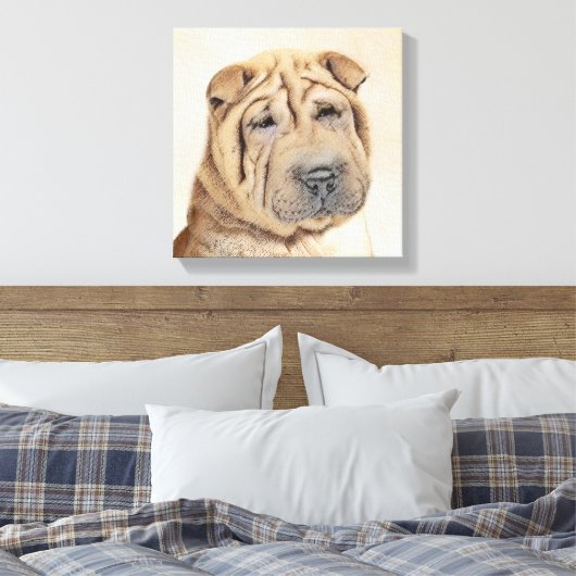Toile Peinture Shar Pei - Cute Original Chien Art (Insitu(Chambre))