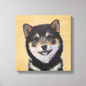Toile Peinture Shiba Inu (Noir et Tan) - Art Chien (Recto)