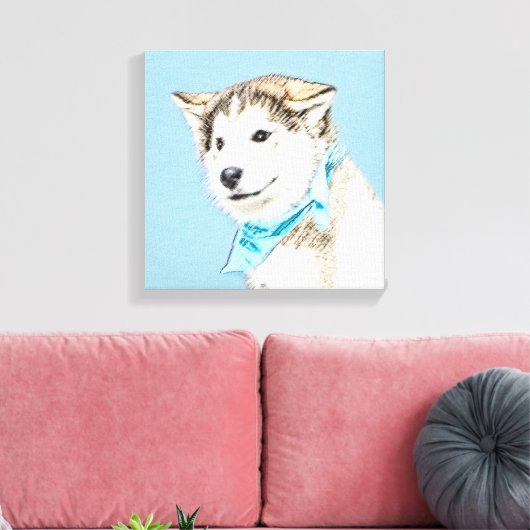 Toile Peinture Sibérienne Husky Puppy - Art Chien origin (Insitu(Salon))