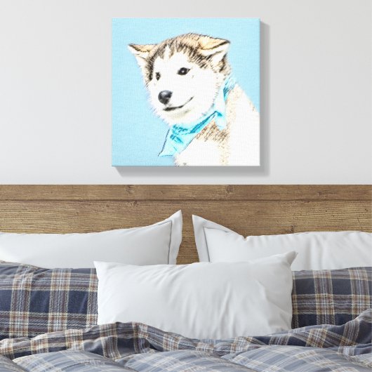 Toile Peinture Sibérienne Husky Puppy - Art Chien origin (Insitu(Chambre))