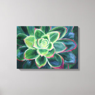 Toile Peinture succulente verte d'art