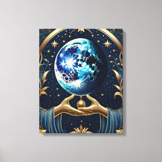 Toile peinture tarot arcane avec lune (Recto)