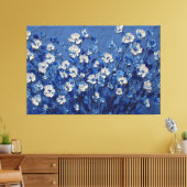 Toile Peinture Texturée Florale Bleue et Blanche – Abstr (Insitu(Salon))