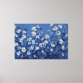 Toile Peinture Texturée Florale Bleue et Blanche – Abstr (Recto)