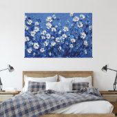 Toile Peinture Texturée Florale Bleue et Blanche – Abstr (Insitu(Chambre))