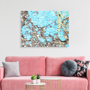 Toile peinture turquoise grunge sur de l'asphalte