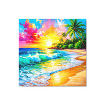 Peinture vibrante de coucher de soleil tropical av