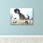 Toile Peinture Vintage de chien de Terre-Neuve (Insitu (Plancher de Bois))