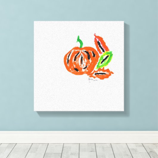 Toile Peinture Whimsical d'aquarelle de Citrouille (Insitu (Plancher de Bois))