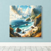 Toile Peintures sur mer Plage de mer avec falaise (Insitu (Plancher de Bois))
