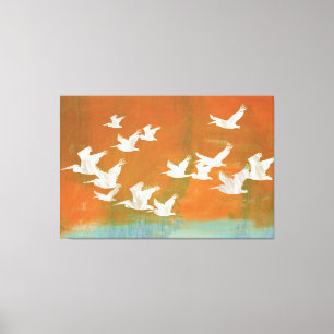 Toile Pélicans blancs en vol Art fin oiseau côtier 
