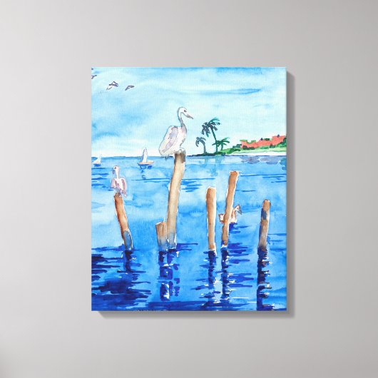 Toile Pélicans tropicaux (Recto)