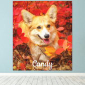 Toile Pembroke Welsh Corgi Chien chiot en Feuille rouge (Insitu (Plancher de Bois))