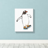 Toile Penguin at Ice skating with Ice skates (Insitu (Plancher de Bois))