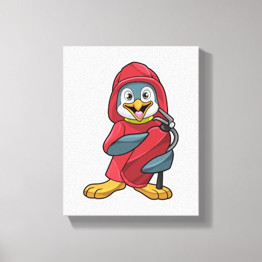 Toile Penguin comme pompier avec Extinguisher (Recto)