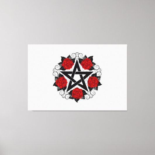 Toile Pentagramme aux roses rouges (Recto)