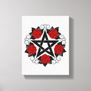 Toile Pentagramme aux roses rouges