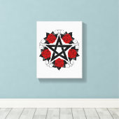 Toile Pentagramme aux roses rouges (Insitu (Plancher de Bois))