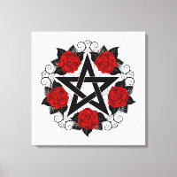Pentagramme aux roses rouges