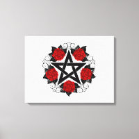 Pentagramme aux roses rouges