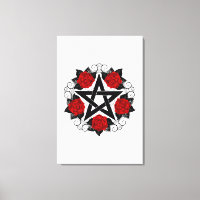 Pentagramme aux roses rouges