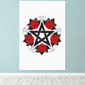 Toile Pentagramme aux roses rouges (Insitu (Plancher de Bois))