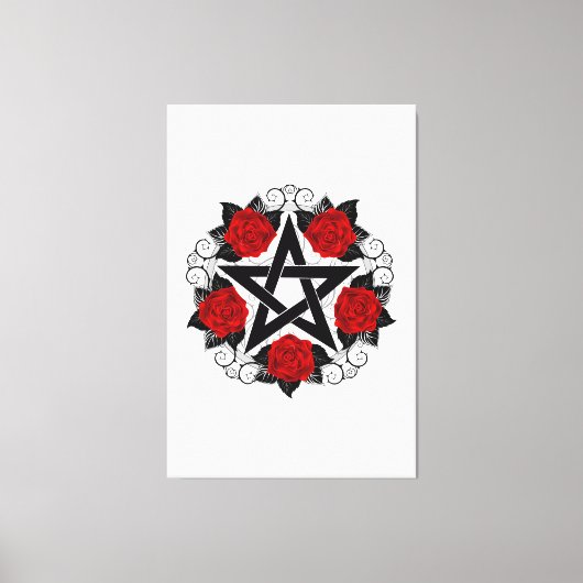 Toile Pentagramme aux roses rouges (Recto)