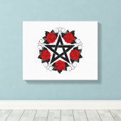 Toile Pentagramme aux roses rouges (Insitu (Plancher de Bois))