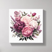 Toile Peonies Roses rose blanc violet Floral Flower (Recto)