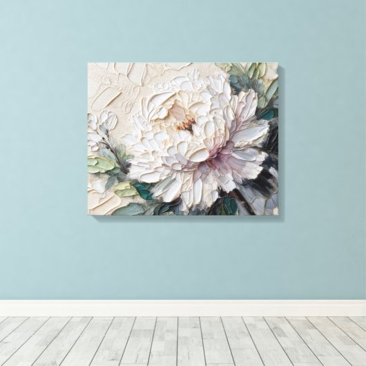 Toile Peony blanc Impasto Art (Insitu (Plancher de Bois))