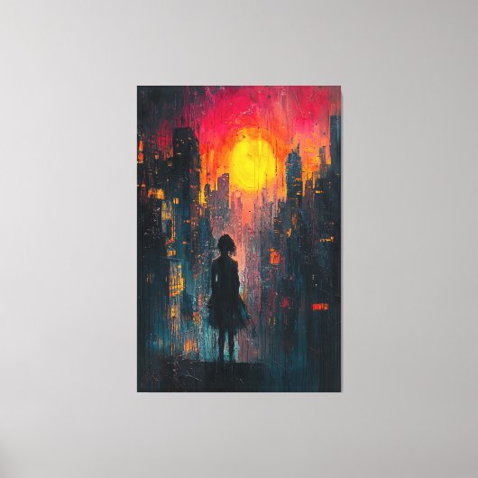 Toile Perdu dans la ville expressionniste contemporain U (Recto)