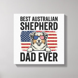 Toile Père Australian Shepherd Patriotique Vintage