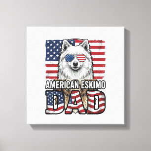 Toile Père Esquimau Américain Patriotique Vintage Chien